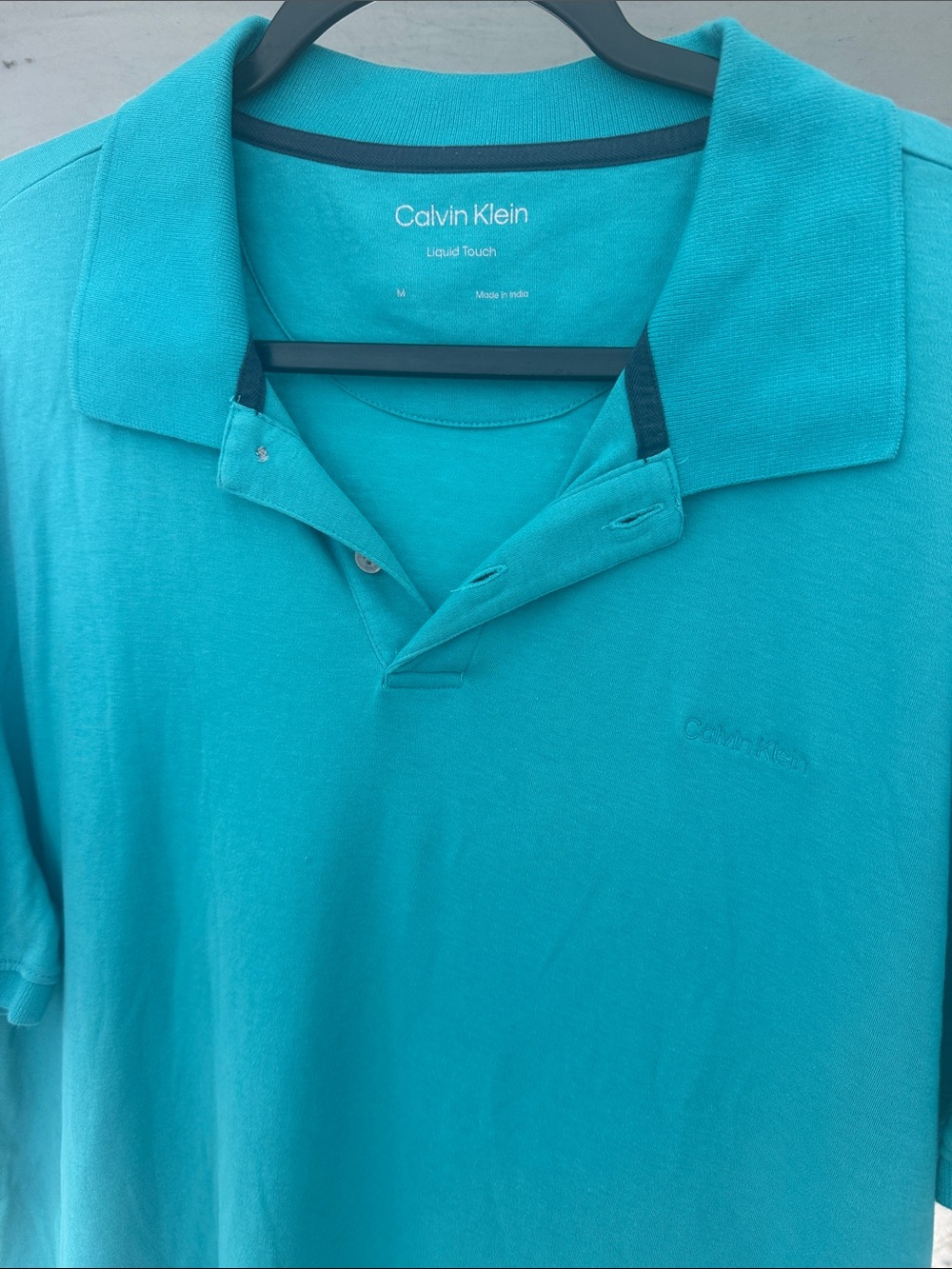 Calvin Klein Men’s Teal Polo Shirt - Liquid Touch Knit